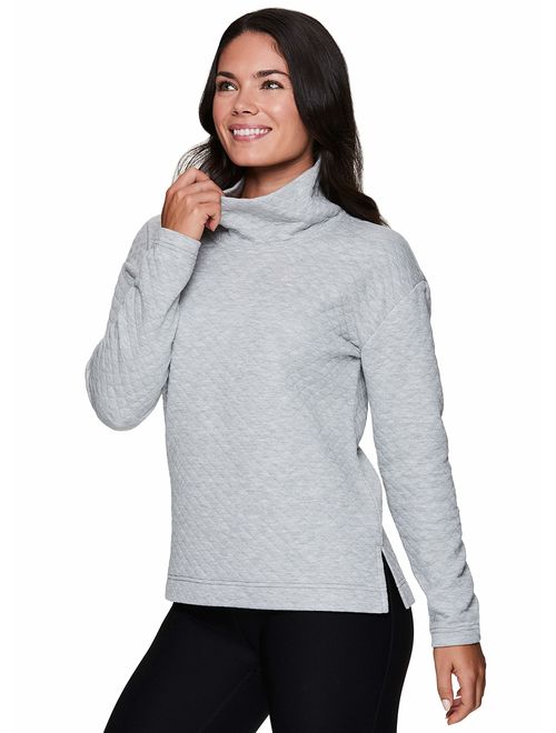 RBX Active Women's Ultra Soft Quilted Cowl Neck Pullover Sweatshirt