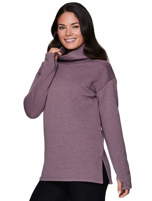 RBX Active Women's Ultra Soft Quilted Cowl Neck Pullover Sweatshirt