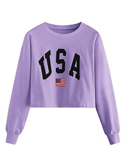 Women's Crop Top Letter Printed Sweatshirt Hoodie