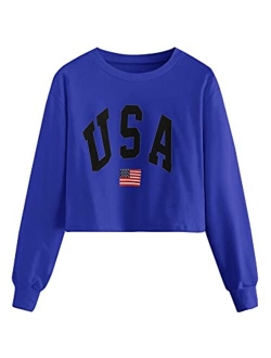 Women's Crop Top Letter Printed Sweatshirt Hoodie