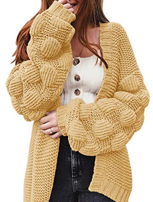 Ferbia Women Oversized Cardigan Knitted Cute Chunky Sweaters Wrap Long Fall Pom Pom Open Front Knit