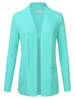 JJ Perfection Women's Open Front Knit Long Sleeve Pockets Sweater Cardigan