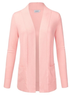 JJ Perfection Women's Open Front Knit Long Sleeve Pockets Sweater Cardigan