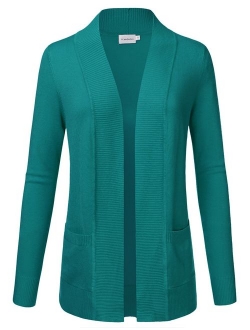 JJ Perfection Women's Open Front Knit Long Sleeve Pockets Sweater Cardigan