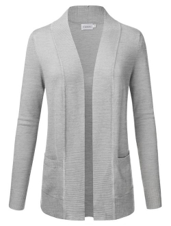 JJ Perfection Women's Open Front Knit Long Sleeve Pockets Sweater Cardigan