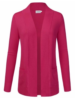 JJ Perfection Women's Open Front Knit Long Sleeve Pockets Sweater Cardigan