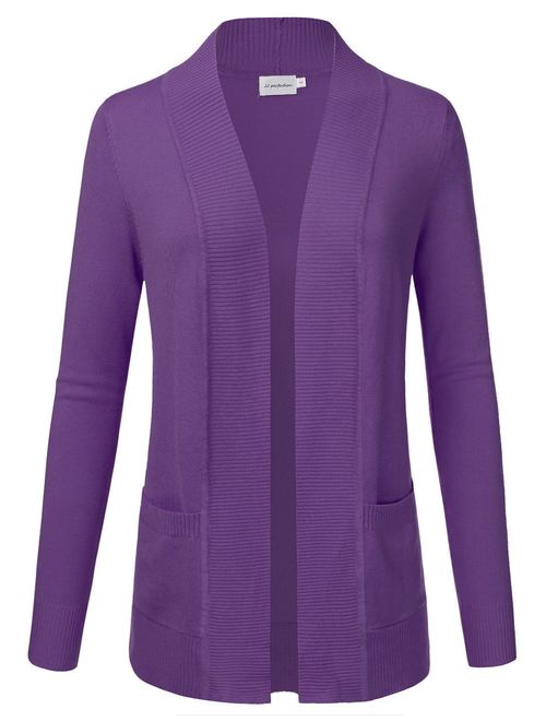 JJ Perfection Women's Open Front Knit Long Sleeve Pockets Sweater Cardigan