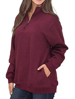 Artfish Women's Women Quarter Zip Casual Pullovers Lightweight Fleece Sweatshirts with Pockets