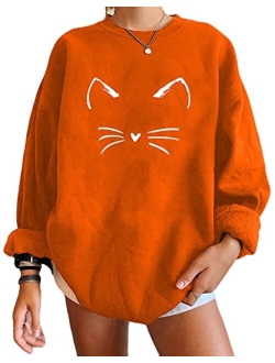 futurino Women's Funny Animal Print Long Sleeve Fleece Lined Hoodie Pullover Tops