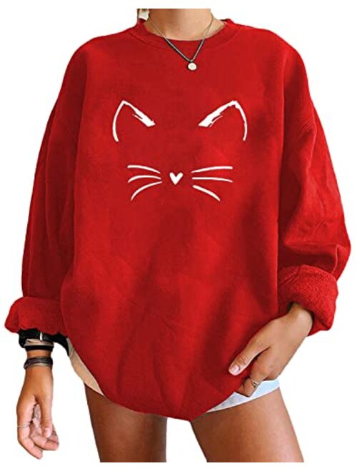 futurino Women's Funny Animal Print Long Sleeve Fleece Lined Hoodie Pullover Tops