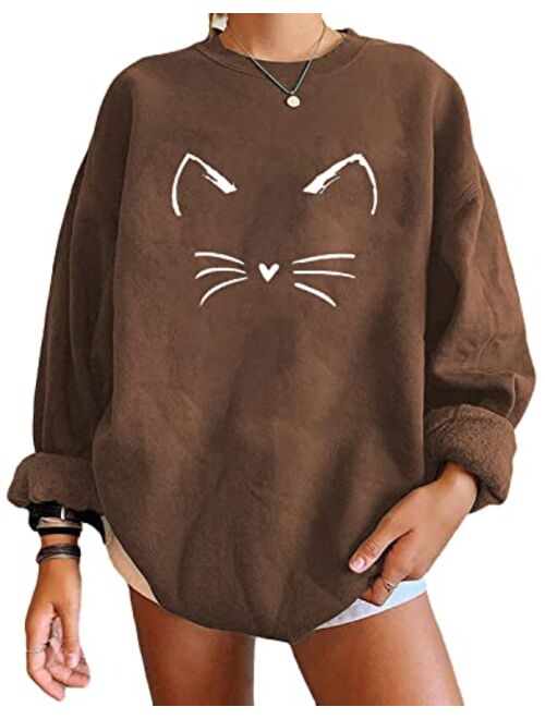 futurino Women's Funny Animal Print Long Sleeve Fleece Lined Hoodie Pullover Tops