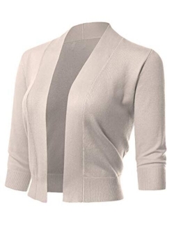 Women's Classic 3/4 Sleeve Open Front Cropped Cardigans (S-3XL)