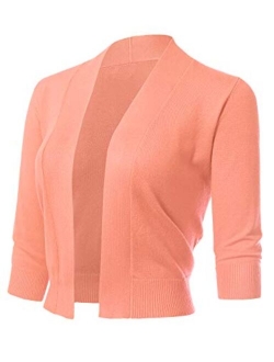 Women's Classic 3/4 Sleeve Open Front Cropped Cardigans (S-3XL)