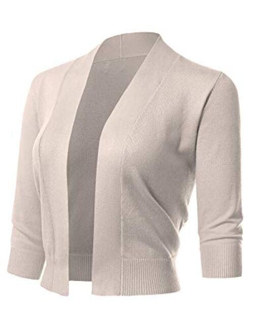 Women's Classic 3/4 Sleeve Open Front Cropped Cardigans (S-3XL)