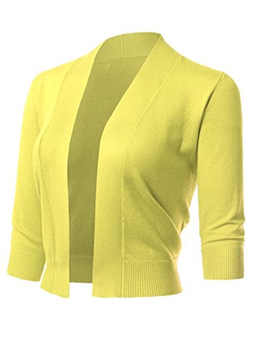 Women's Classic 3/4 Sleeve Open Front Cropped Cardigans (S-3XL)