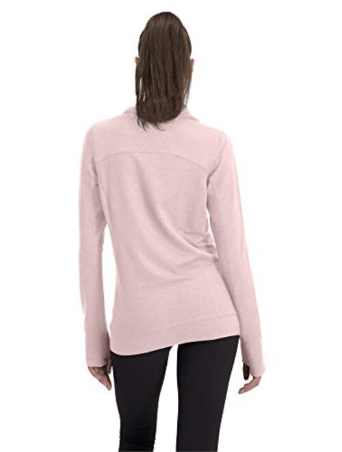 Dry Fit Pullover Sweatshirt for Women - Fleece Cowl Neck Sweater Jacket - Zip Pockets and Thumbholes