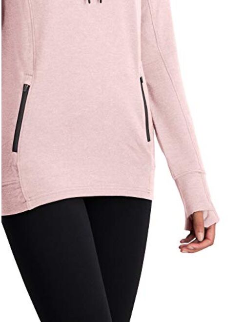 Dry Fit Pullover Sweatshirt for Women - Fleece Cowl Neck Sweater Jacket - Zip Pockets and Thumbholes