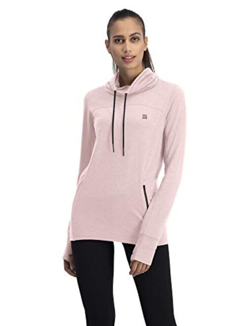 Dry Fit Pullover Sweatshirt for Women - Fleece Cowl Neck Sweater Jacket - Zip Pockets and Thumbholes