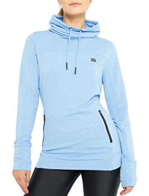 Dry Fit Pullover Sweatshirt for Women - Fleece Cowl Neck Sweater Jacket - Zip Pockets and Thumbholes