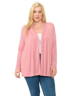 Pastel by Vivienne Women's Long Sleeve Jersey Plus Size Cardigan