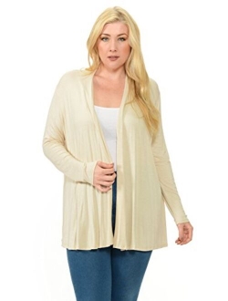 Pastel by Vivienne Women's Long Sleeve Jersey Plus Size Cardigan