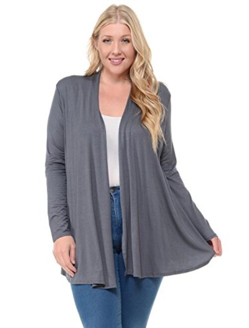 Pastel by Vivienne Women's Long Sleeve Jersey Plus Size Cardigan