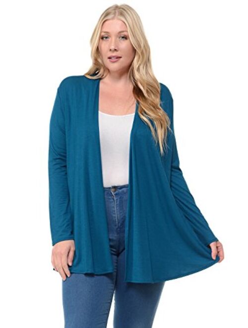 Pastel by Vivienne Women's Long Sleeve Jersey Plus Size Cardigan