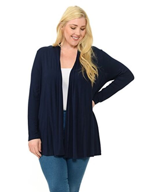 Pastel by Vivienne Women's Long Sleeve Jersey Plus Size Cardigan