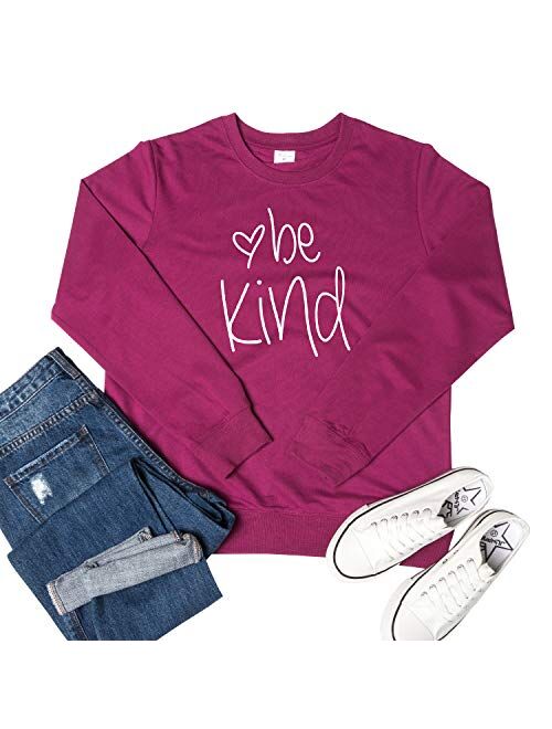 Women Be Kind Sweatshirt Cute Graphic Tees Blessed Shirt Inspirational Long Sleeve Tops Blouse Pullover