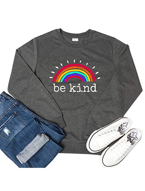 Women Be Kind Sweatshirt Cute Graphic Tees Blessed Shirt Inspirational Long Sleeve Tops Blouse Pullover