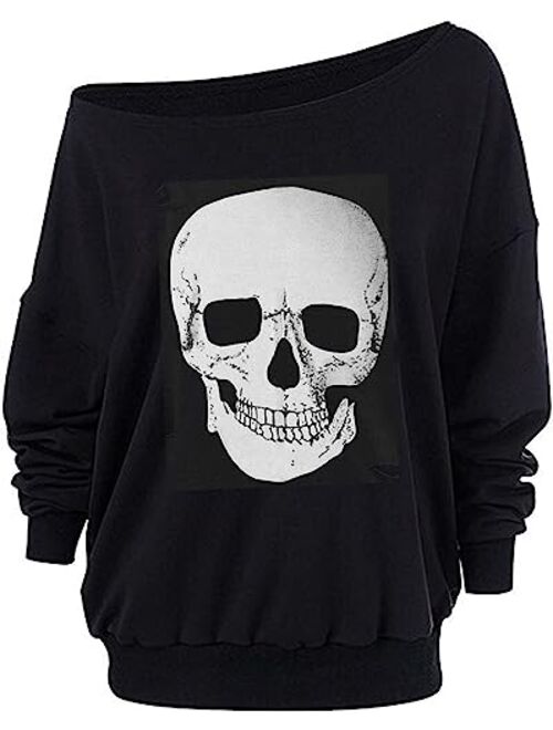 Roshop Women Oversized Off-The-Shoulder Slouchy Sweatshirt with Inside Fleeced