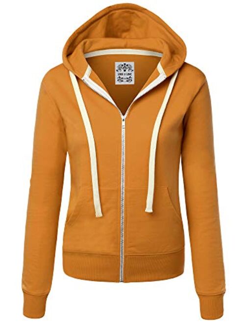 Lock and Love Women's Active Casual Zip-up Hoodie Jacket Long Sleeve Comfortable Lightweight Sweatshirt