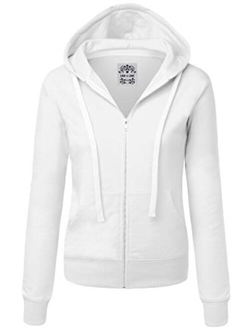 Lock and Love Women's Active Casual Zip-up Hoodie Jacket Long Sleeve Comfortable Lightweight Sweatshirt