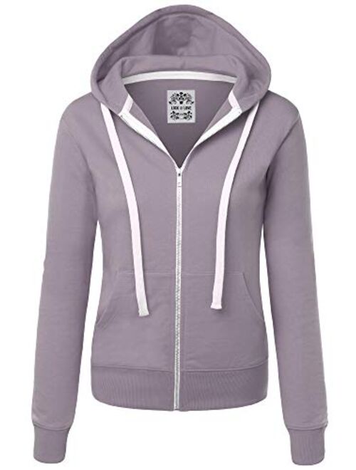 Lock and Love Women's Active Casual Zip-up Hoodie Jacket Long Sleeve Comfortable Lightweight Sweatshirt