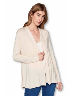 Women's Lightweight Open Front Soft Bamboo Long Sleeve Cardigan -Made in USA