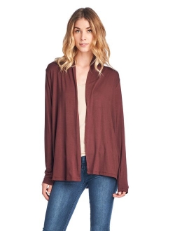 Women's Lightweight Open Front Soft Bamboo Long Sleeve Cardigan -Made in USA