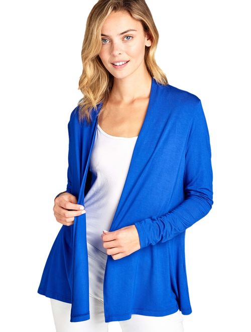 Women's Lightweight Open Front Soft Bamboo Long Sleeve Cardigan -Made in USA