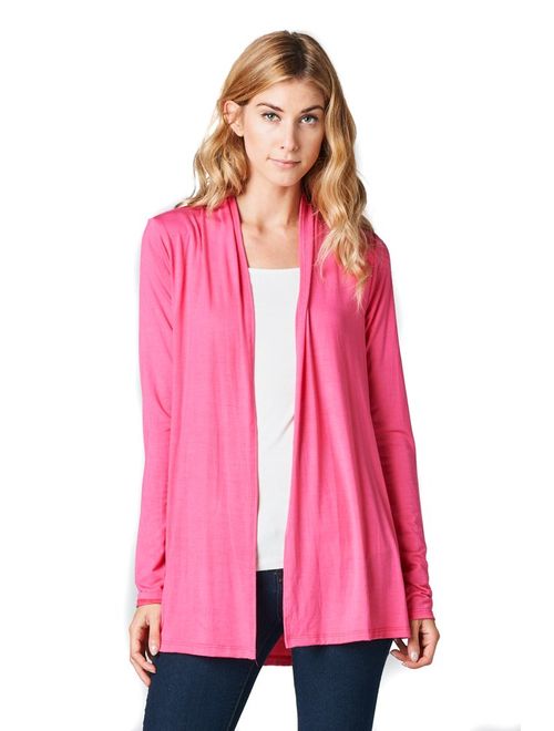 Women's Lightweight Open Front Soft Bamboo Long Sleeve Cardigan -Made in USA