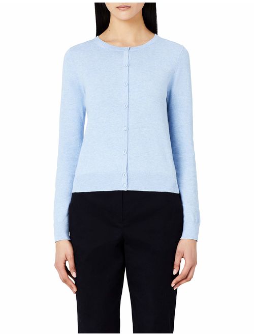 Meraki Women's Lightweight Cotton Crew Neck Cardigan Sweater