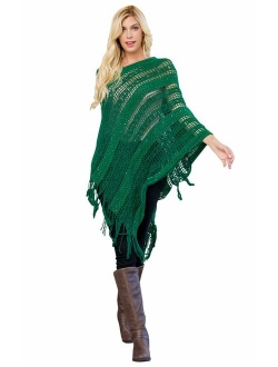 Bohemian Sequin Glitter Shawl Wrap Poncho - Kimono Cardigan, Sparkly Metallic Mesh Scarf, Open Knit Crochet Sweater Cape