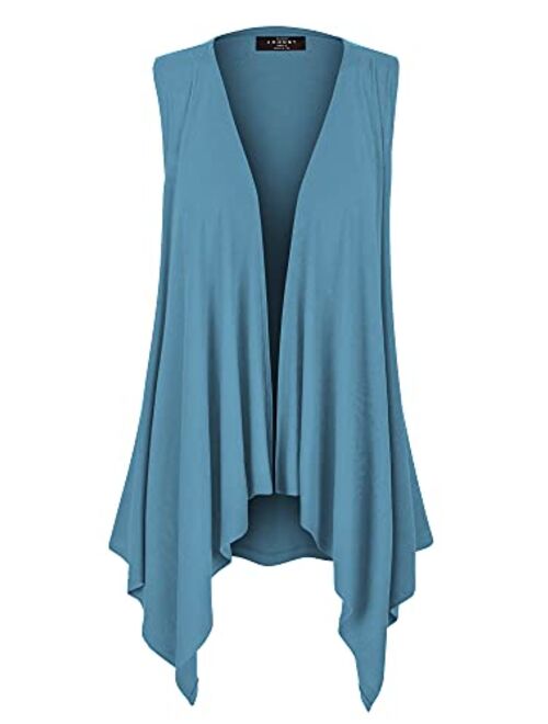 MBJ Women's Lightweight Sleeveless Solid/Tie-Dye Open Front Drape Vest Cardigan S-XXXL Plus Size