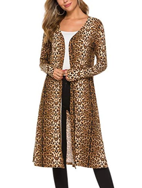 Bluetime Women Plus Size Long Open Front Drape Maxi Cardigan Lightweight Duster Long Sleeve Cardigan Fall (S-4XL)