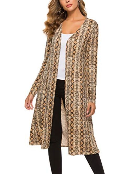 Bluetime Women Plus Size Long Open Front Drape Maxi Cardigan Lightweight Duster Long Sleeve Cardigan Fall (S-4XL)