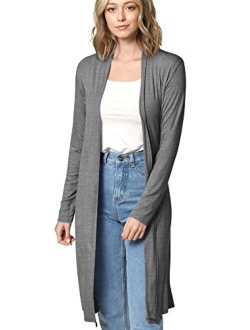 MBJ Womens Long Sleeve Open Front Long Cardigan - Made in USA