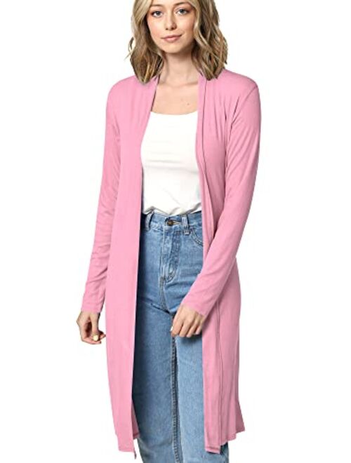 Made by Johnny MBJ Womens Long Sleeve Open Front Long Cardigan - Made in USA