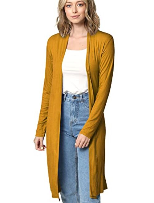 Made by Johnny MBJ Womens Long Sleeve Open Front Long Cardigan - Made in USA