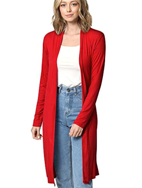 Made by Johnny MBJ Womens Long Sleeve Open Front Long Cardigan - Made in USA