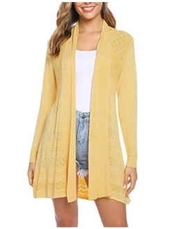 Women's Open Front Cardigan Long Sleeve Lightweight Knit Cardigan Sweater