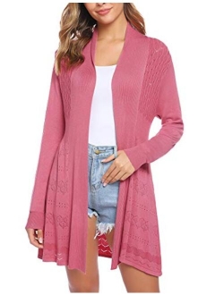 Women's Open Front Cardigan Long Sleeve Lightweight Knit Cardigan Sweater