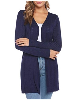 Women's Open Front Cardigan Long Sleeve Lightweight Knit Cardigan Sweater